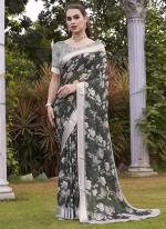 Georgette Black Casual Wear Printed Saree